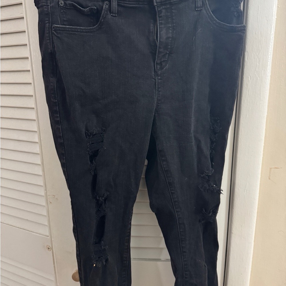 Torrid Black Distressed Skinny Jeans with Stretch